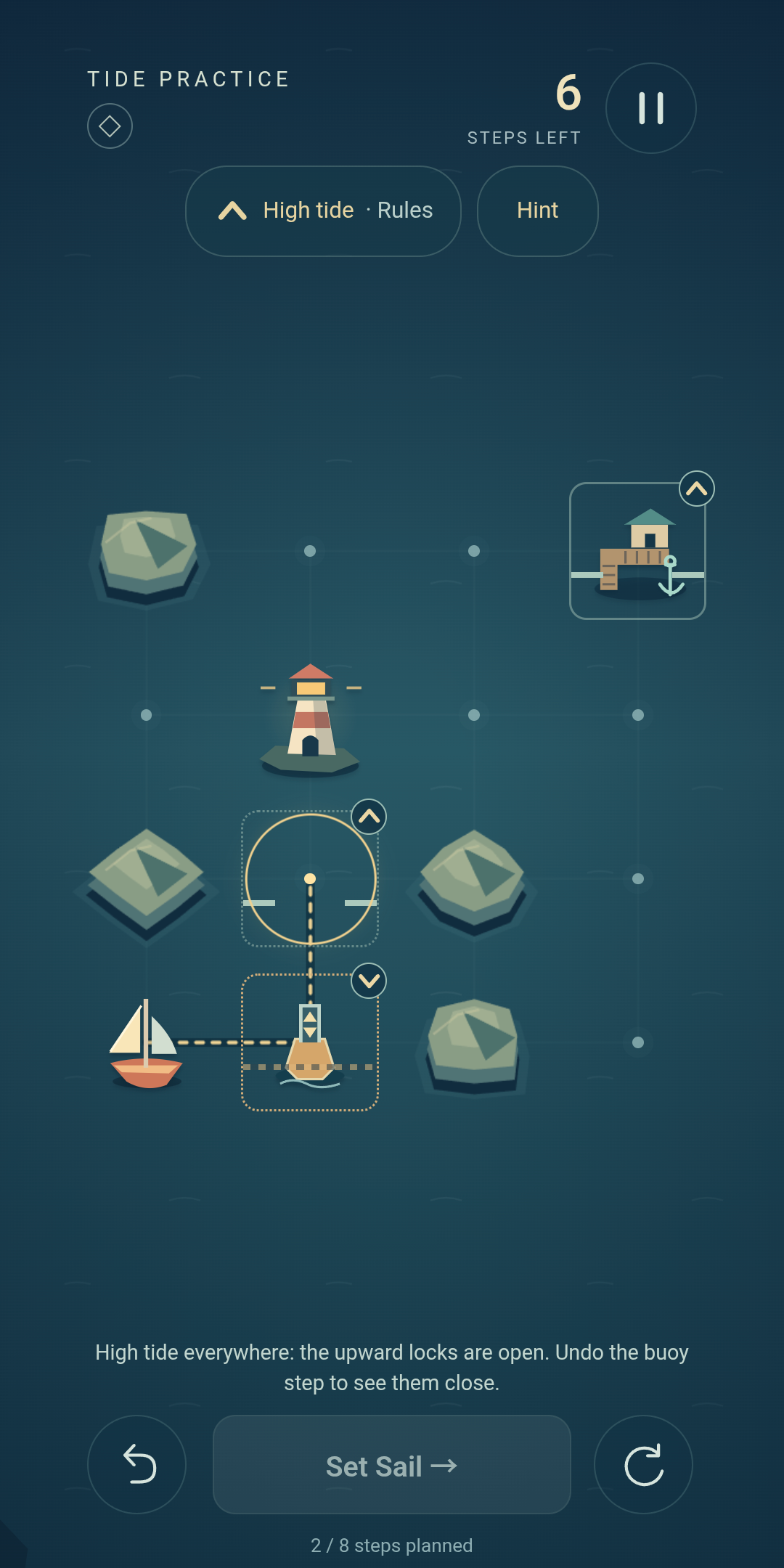 A Lightway chart with tide buoys and locks